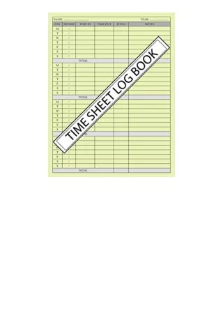 Download PDF Time Sheet Log Book Time Sheets for Employees Weekly Work Hours Log