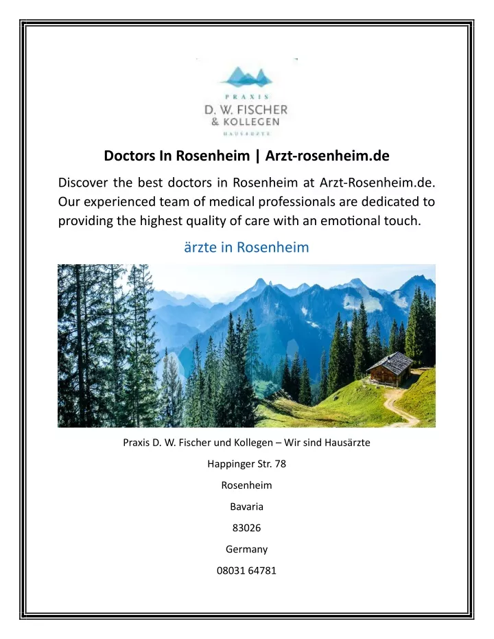 doctors in rosenheim arzt rosenheim de