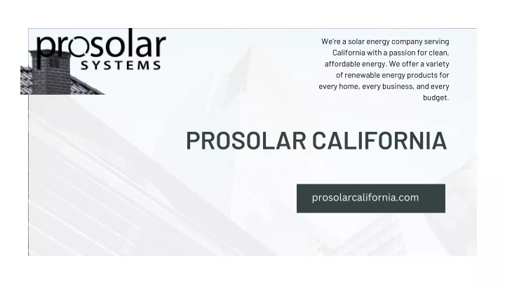 we re a solar energy company serving california