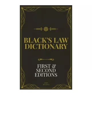 PDF read online Blacks Law Dictionary Kindle Edition First 1st and Second 2nd Ed