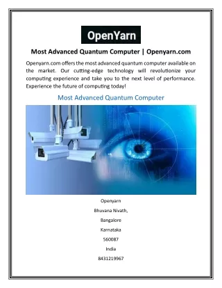 most advanced quantum computer openyarn com