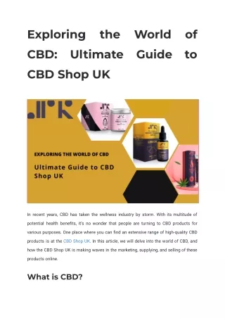 Exploring the World of CBD_ Ultimate Guide to CBD Shop UK