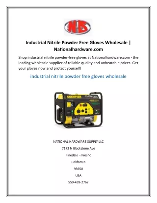 Industrial Nitrile Powder Free Gloves Wholesale  Nationalhardware.com