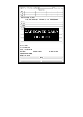 Ebook Download Caregiver Daily Log Book Personal Caregiver Organizer Log Book Me