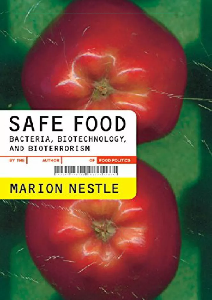 safe food bacteria biotechnology and bioterrorism