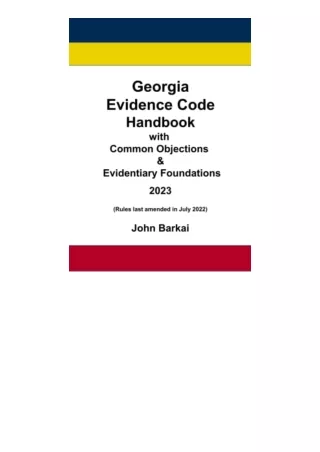 Kindle Online Pdf Georgia Evidence Code Handbook With Common Objections And Evid