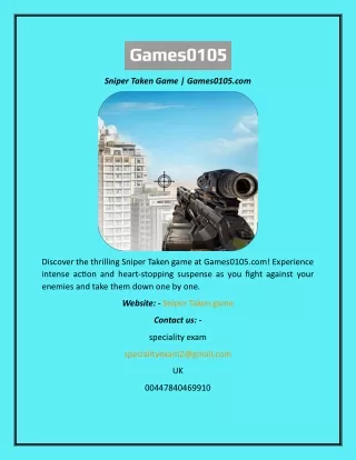 Sniper Taken Game  Games0105.com