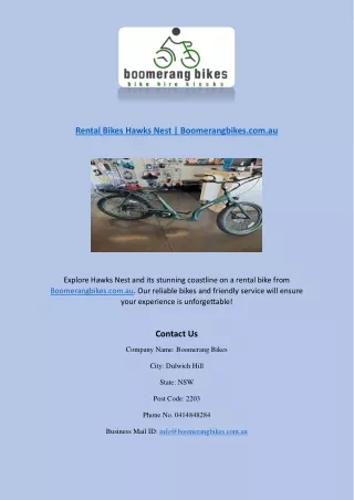 Rental Bikes Hawks Nest | Boomerangbikes.com.au