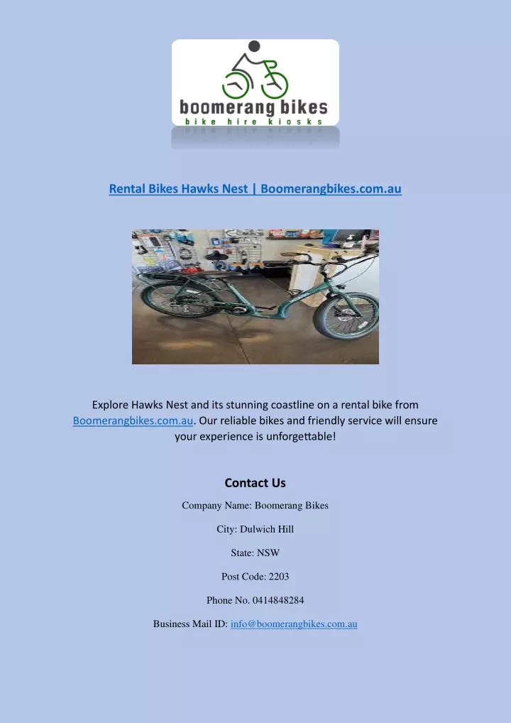 rental bikes hawks nest boomerangbikes com au