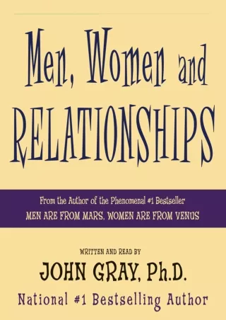 [PDF READ ONLINE] Men, Women and Relationships: Making Peace with the Opposite S