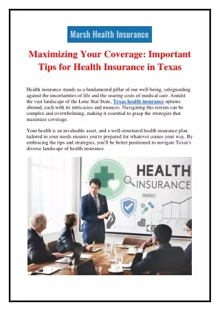 Maximizing Your Coverage: Important Tips for Health Insurance in Texas