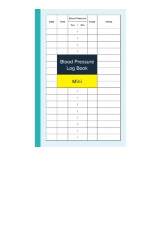 Download Blood Pressure Log Book Mini Pocket Size 4X6 Inch Logbook To Record Dat