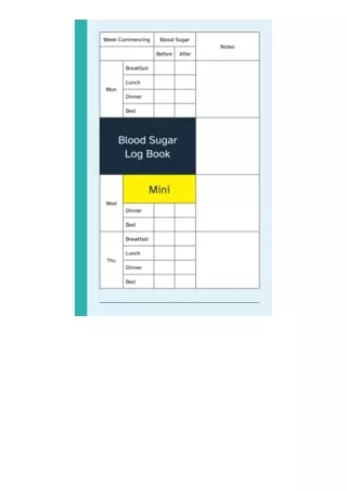 Ebook Download Blood Sugar Log Book Mini Pocket Size 4X6 Inch Weekly Diabetic Di