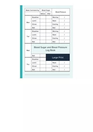 Download Blood Sugar And Blood Pressure Log Book Large Print 52 Week Logbook To