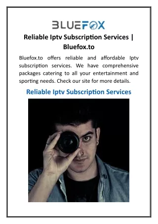 Reliable Iptv Subscription Services  Bluefox.to