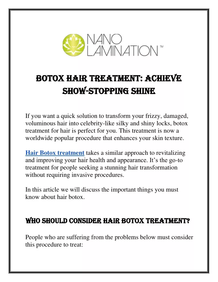 botox hair treatment achieve botox hair treatment