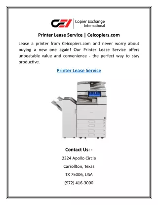 Printer Lease Service  Ceicopiers.com