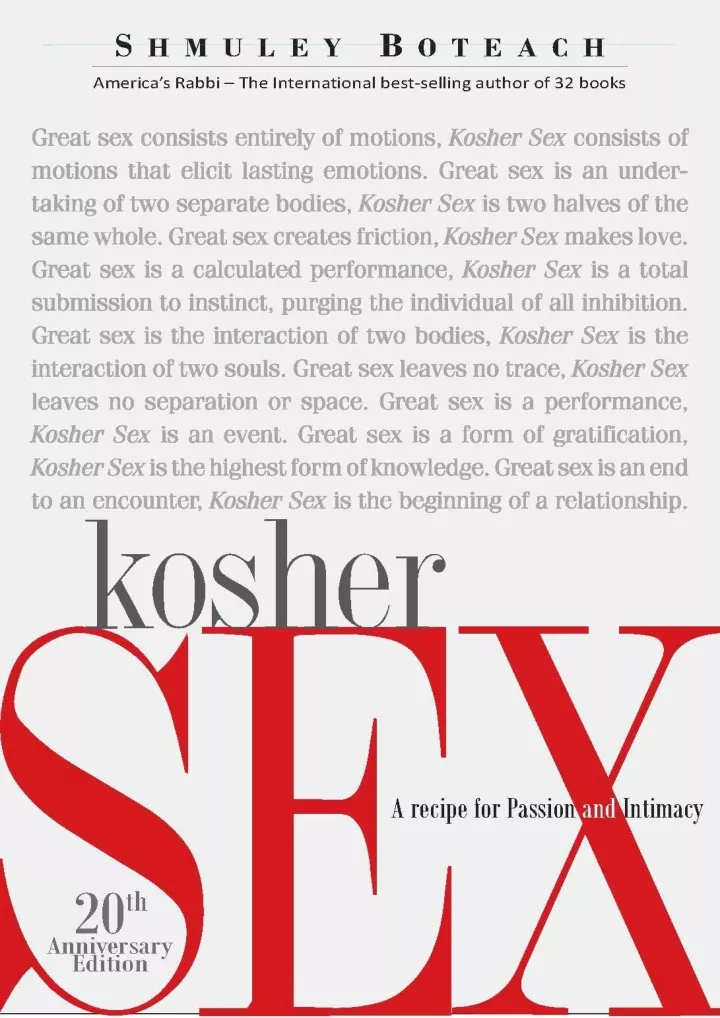 kosher sex a recipe for passion and intimacy