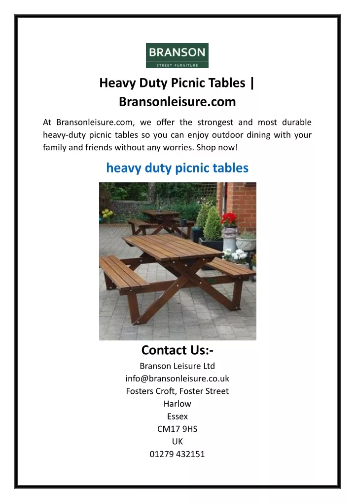 heavy duty picnic tables bransonleisure com