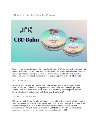 CBD Balm The Soothing Salve for Wellness