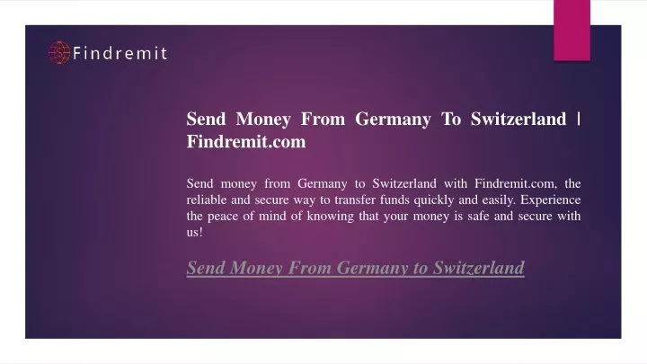 send money from germany to switzerland findremit