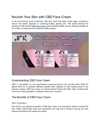 Nourish Your Skin with CBD Face Cream