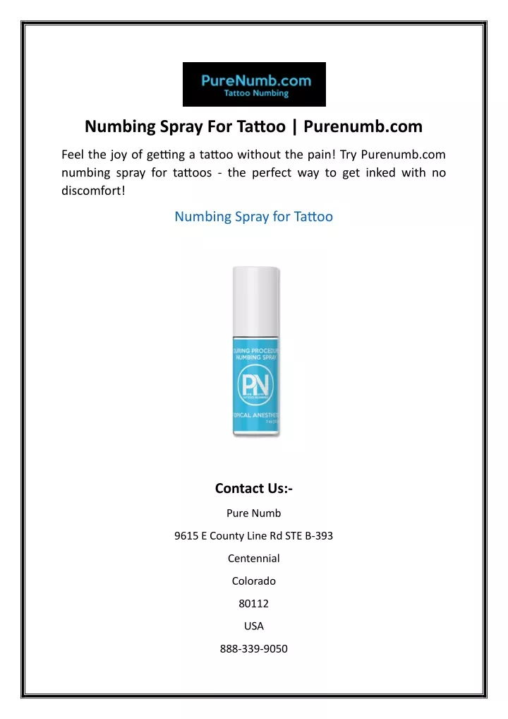 numbing spray for tattoo purenumb com