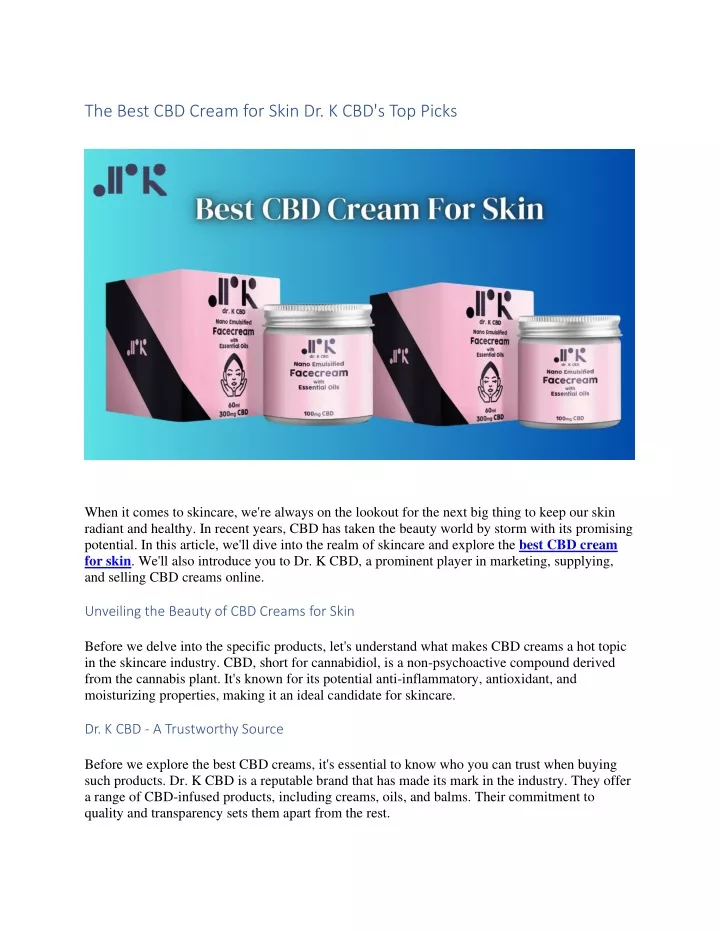 the best cbd cream for skin dr k cbd s top picks