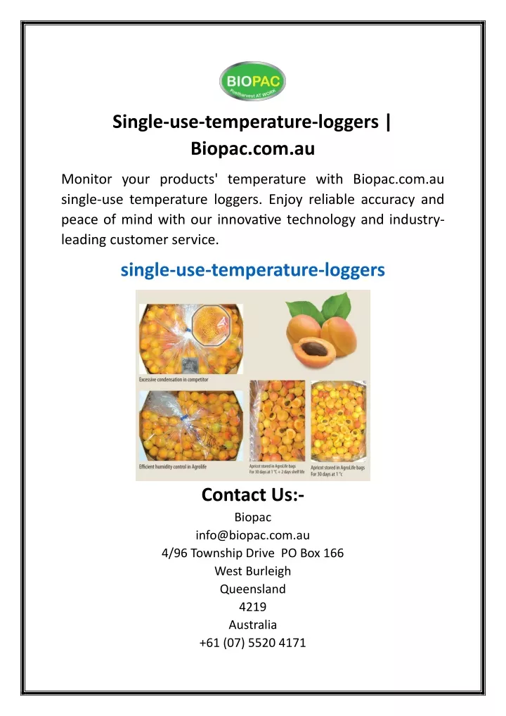 single use temperature loggers biopac com au