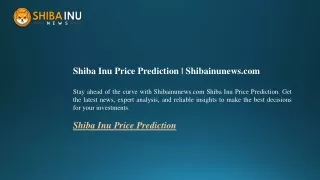 Shiba Inu Price Prediction  Shibainunews.com