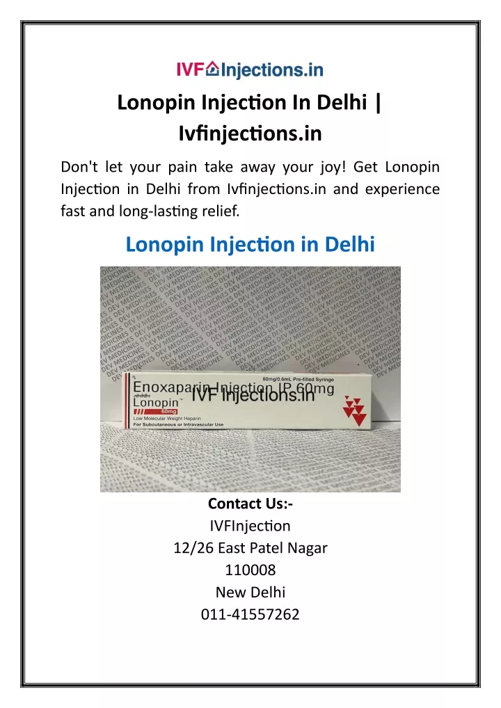 lonopin injection in delhi ivfinjections in