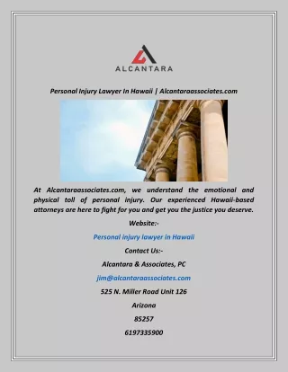 Personal Injury Lawyer In Hawaii  Alcantaraassociates