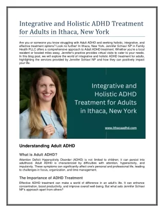 Integrative and Holistic ADHD Treatment for Adults in Ithaca, New York