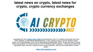 latest news on crypto, latest news for crypto, crypto currency exchanges