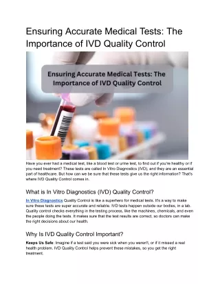 ensuring accurate medical tests the importance