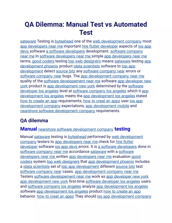 qa dilemma manual test vs automated test