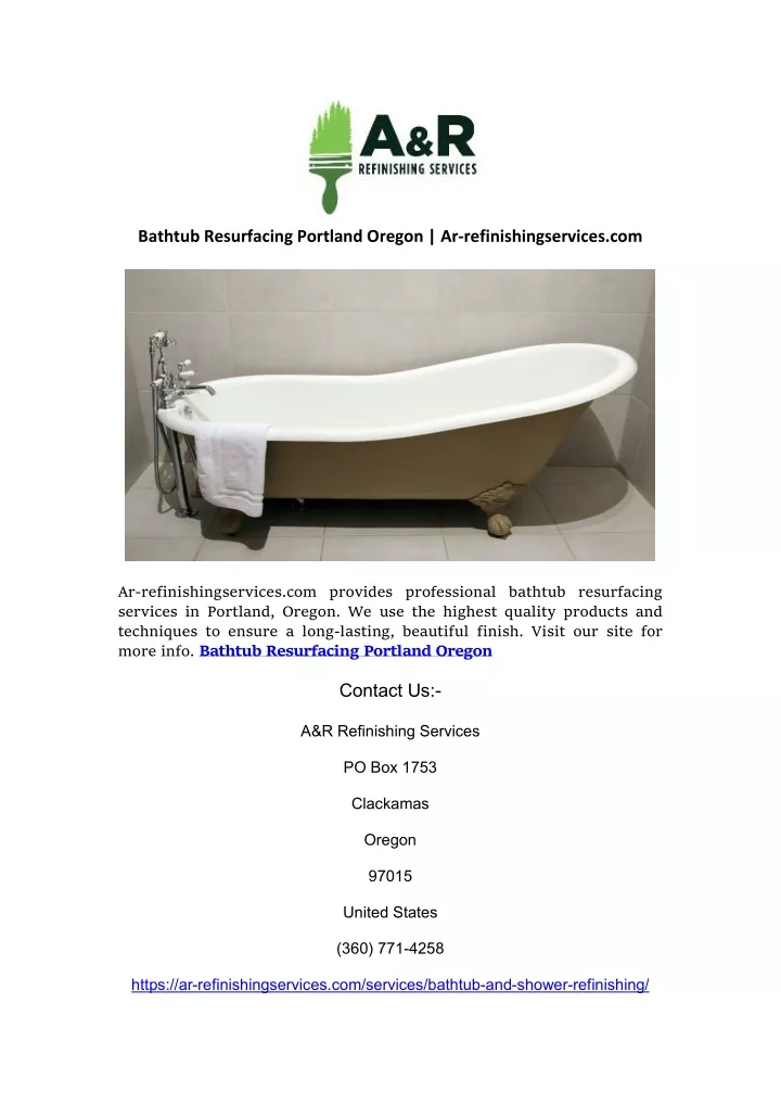 bathtub resurfacing portland oregon