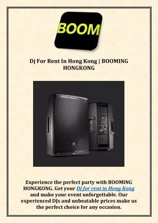 Dj For Rent In Hong Kong | BOOMING HONGKONG