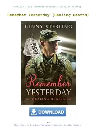 DOWNLOAD [PDF] Remember Yesterday (Healing Hearts)