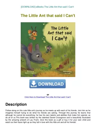 [DOWNLOAD] eBooks The Little Ant that said I Can't