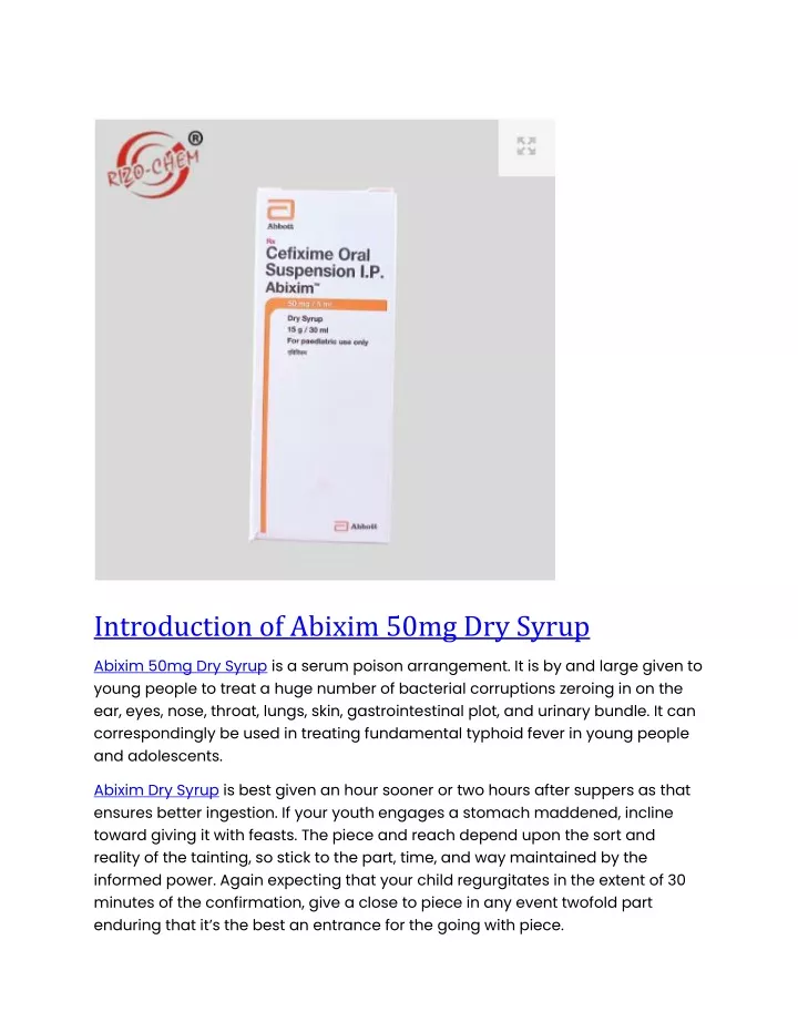 introduction of abixim 50mg dry syrup