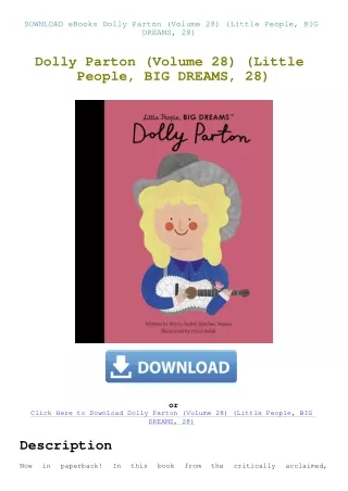 DOWNLOAD eBooks Dolly Parton (Volume 28) (Little People  BIG DREAMS  28)
