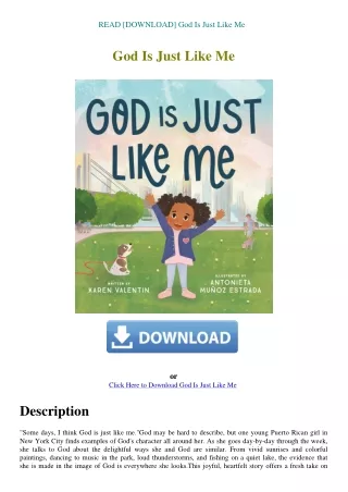 READ [DOWNLOAD] God Is Just Like Me