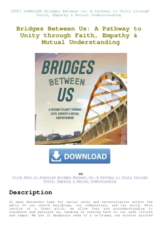 [PDF] DOWNLOAD Bridges Between Us A Pathway to Unity through Faith  Empathy & Mutual Understanding