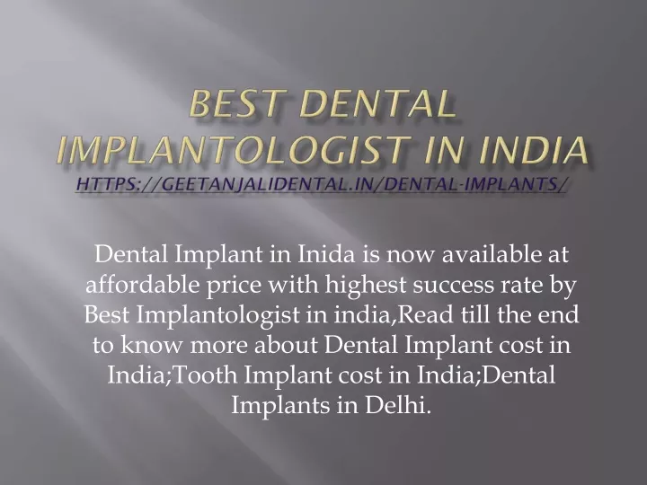 dental implant in inida is now available