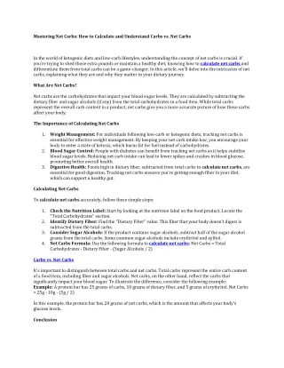 mastering net carbs how to calculate