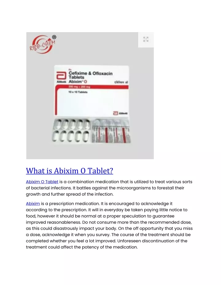 what is abixim o tablet