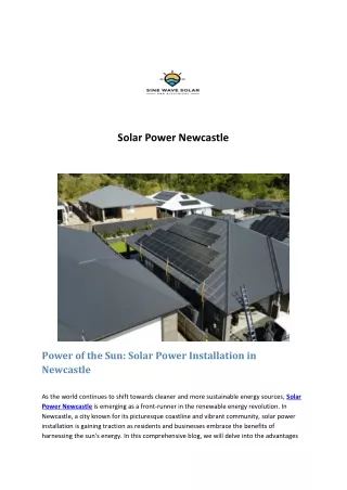 Solar Power Newcastle-Sine Wave Solar And Electrical