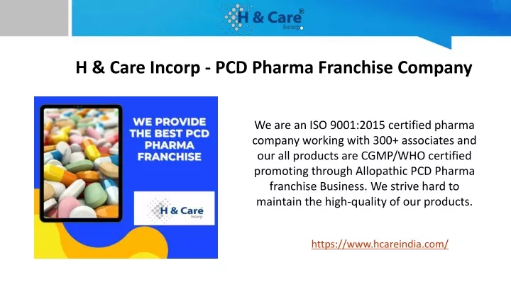 h care incorp pcd pharma franchise company