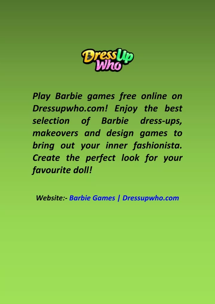 play barbie games free online on dressupwho
